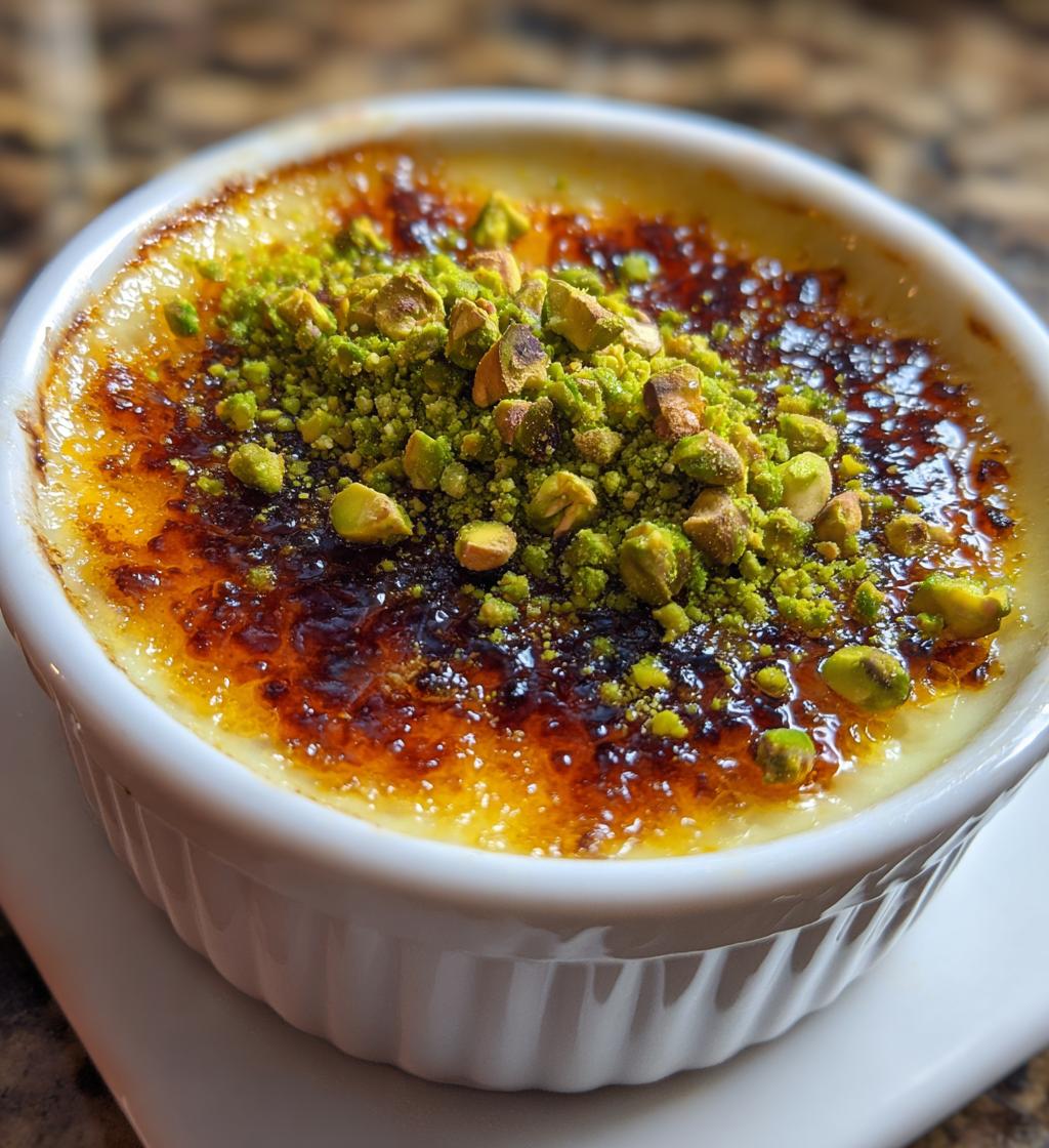 White Chocolate Lavender Brulee With Pistachio Crunch - detail 1