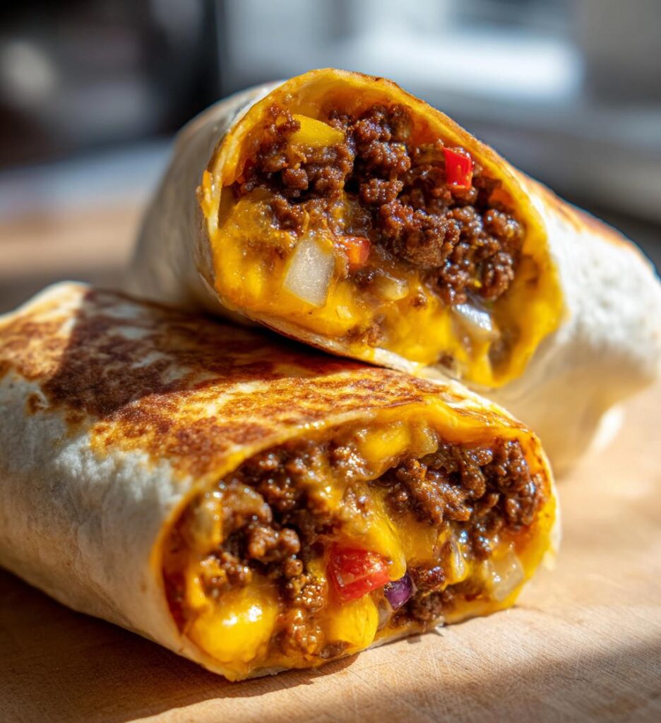 Air Fryer Cheeseburger Wraps