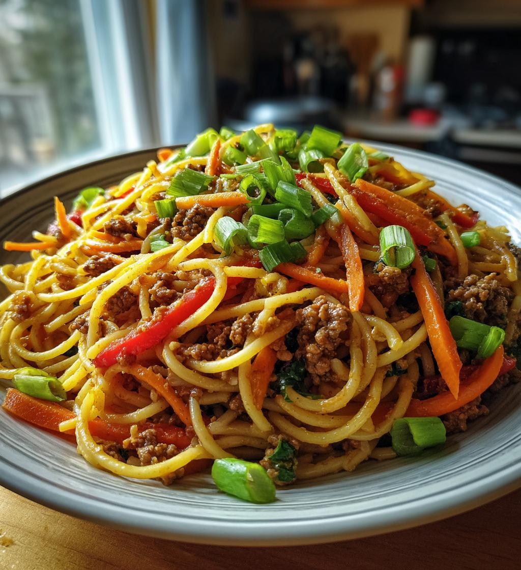 Asian Style Ground Beef Spaghetti - detail 1