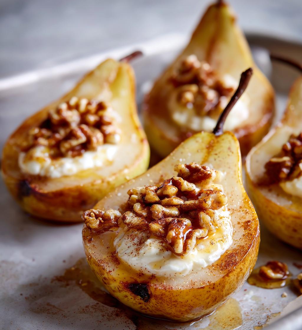 Baked Pears With Cream Cheese And Walnut Topping - detail 1