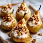Baked Pears With Cream Cheese And Walnut Topping