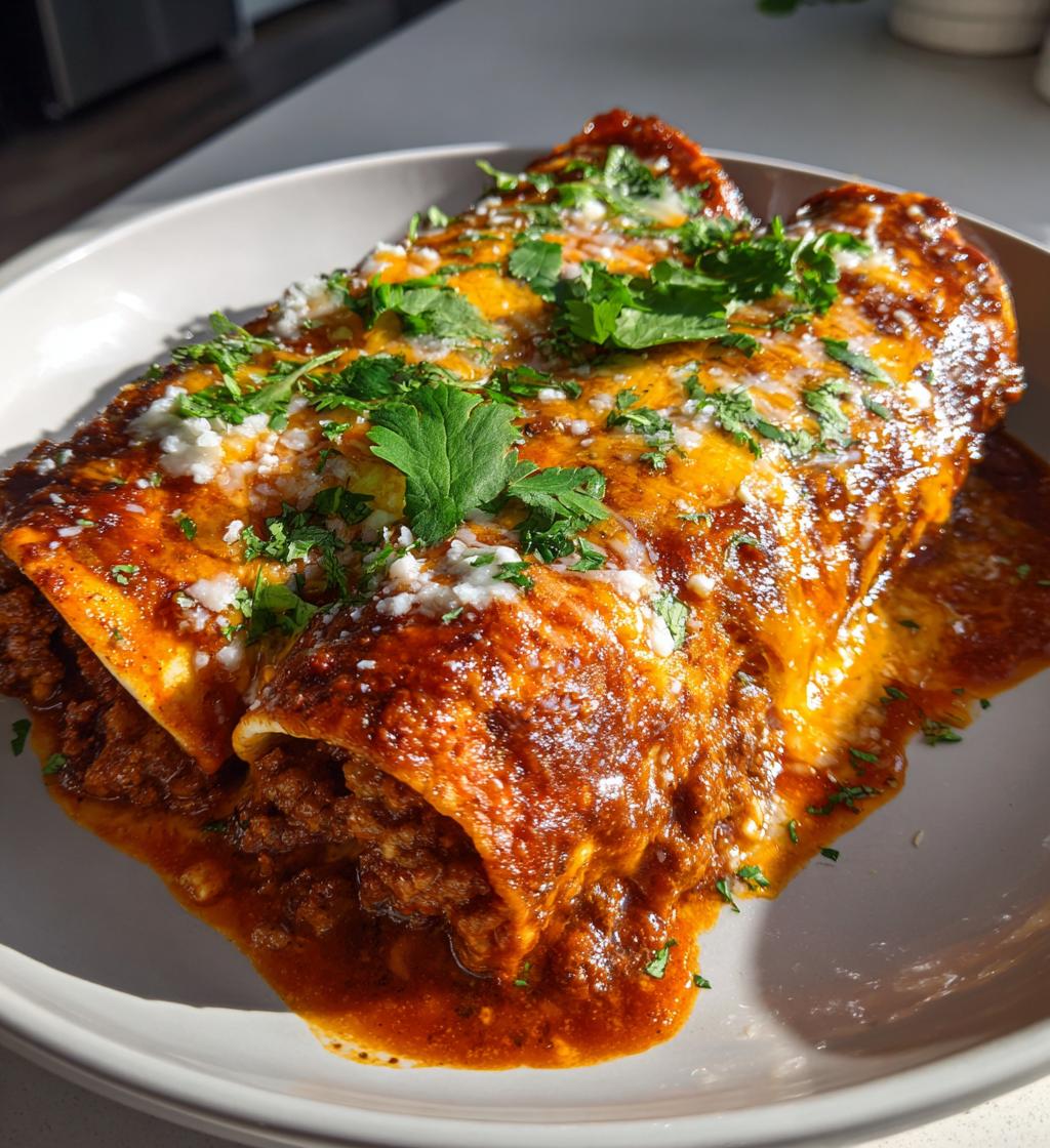 Beef Enchiladas with Homemade Red Sauce
