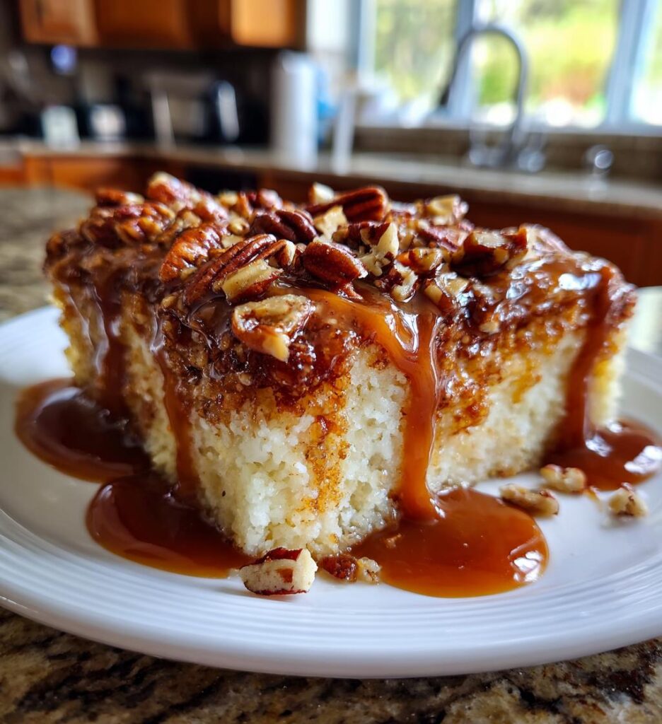 Butter Pecan Praline Poke Cake