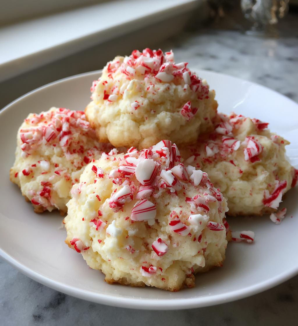 Candy Cane Whipped Shortbread Cookies