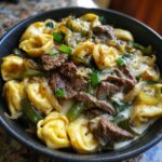 Cheesesteak Tortellini in Rich Provolone Sauce