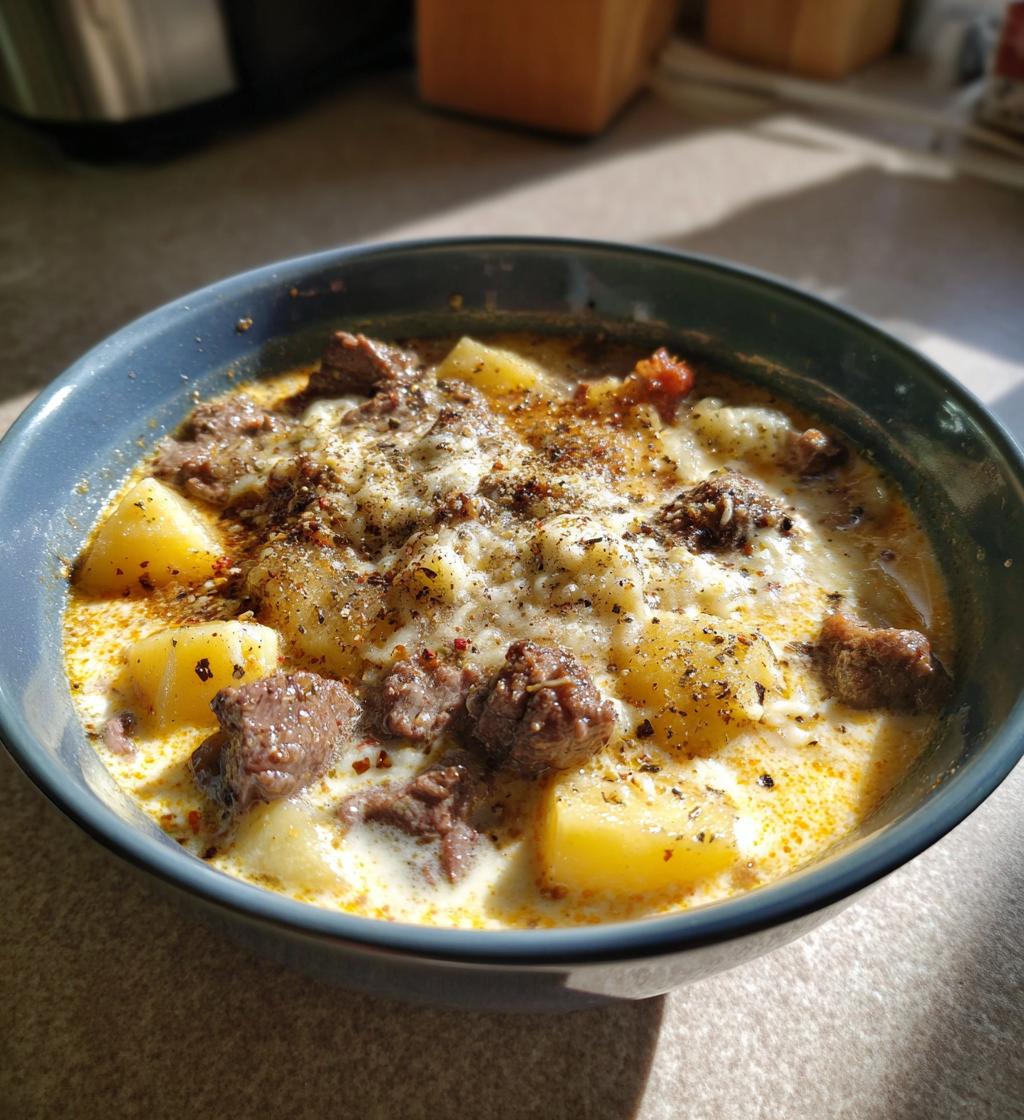 Cheesy Beef and Potato Soup - detail 1