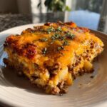 Cheesy Ground Beef And Potato Casserole