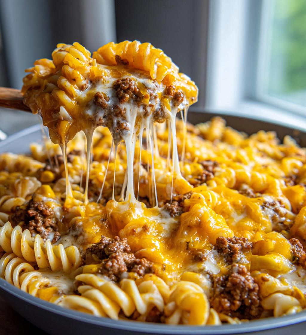 Cheesy Ranch Rotini Bake with Beef and Sweet Corn