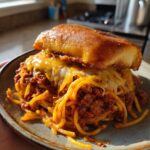 Cheesy Spaghetti Sloppy Joes