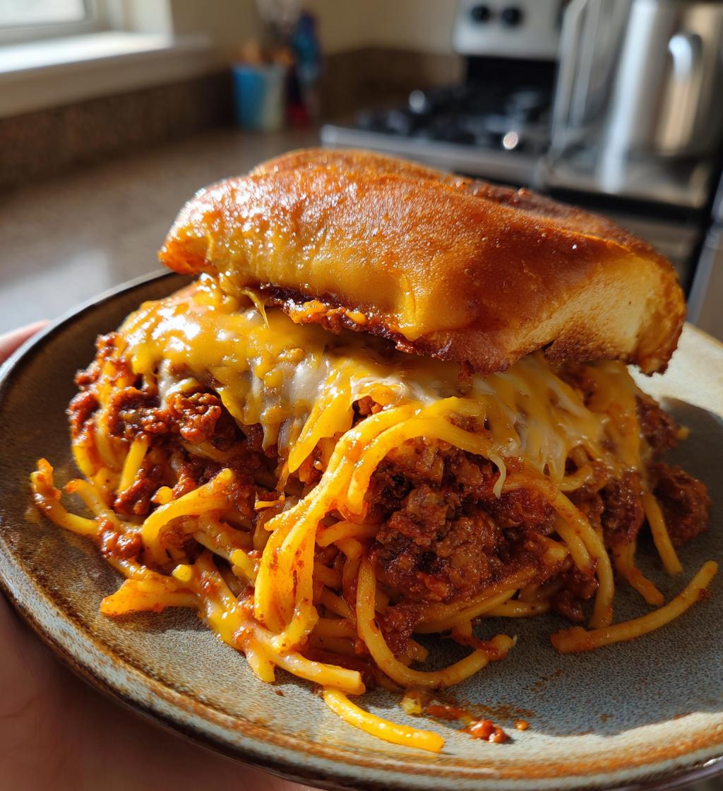 Cheesy Spaghetti Sloppy Joes