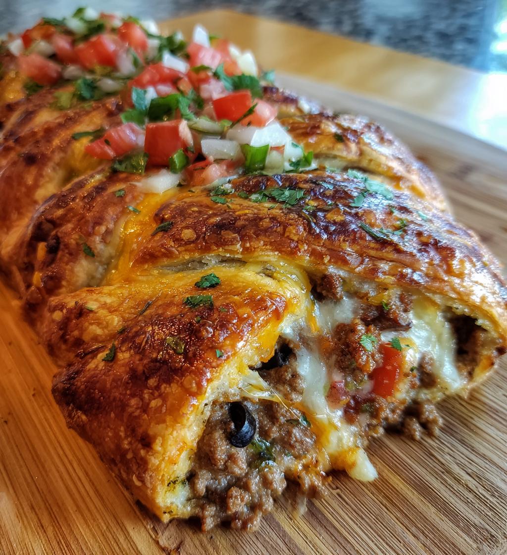 Cheesy Taco Braid Beef
