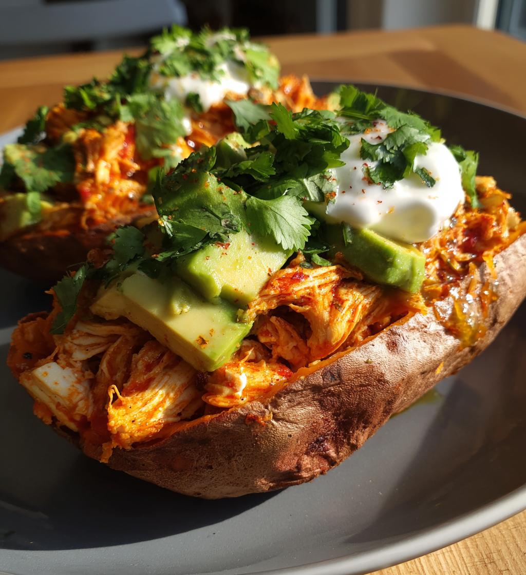 Chicken Avocado Stuffed Sweet Potatoes