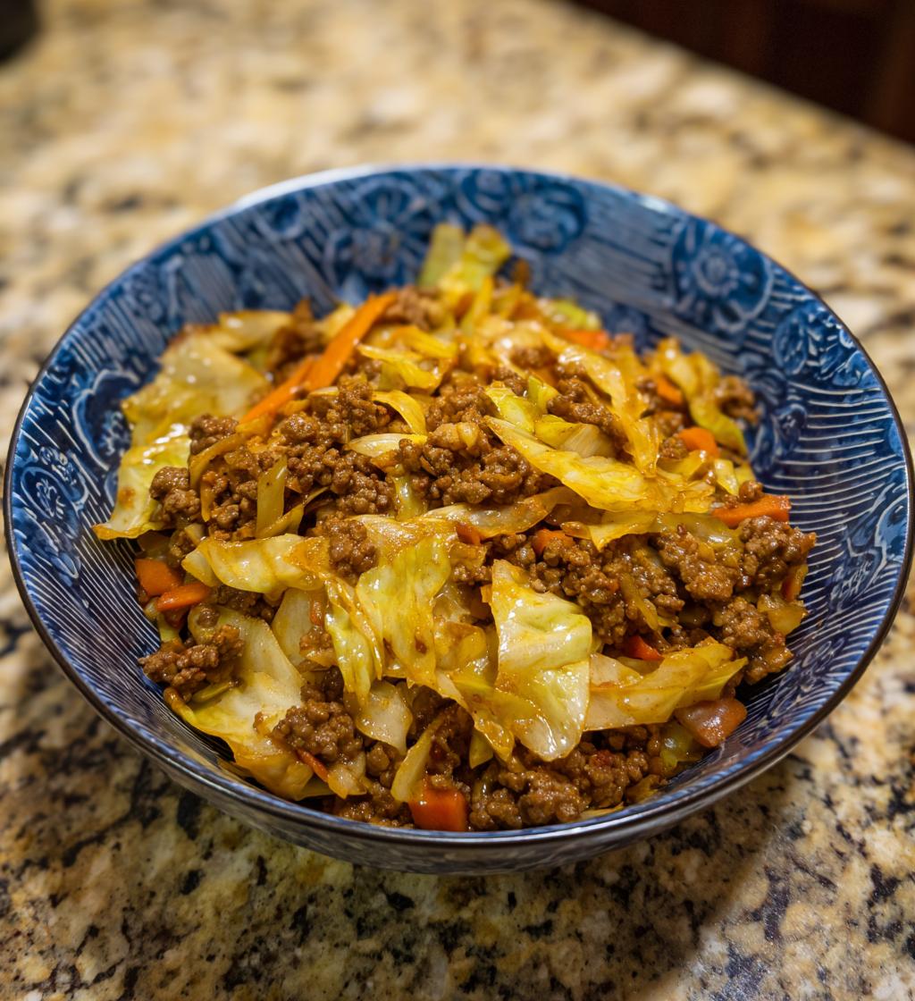 Chinese Ground Beef and Cabbage Stir Fry