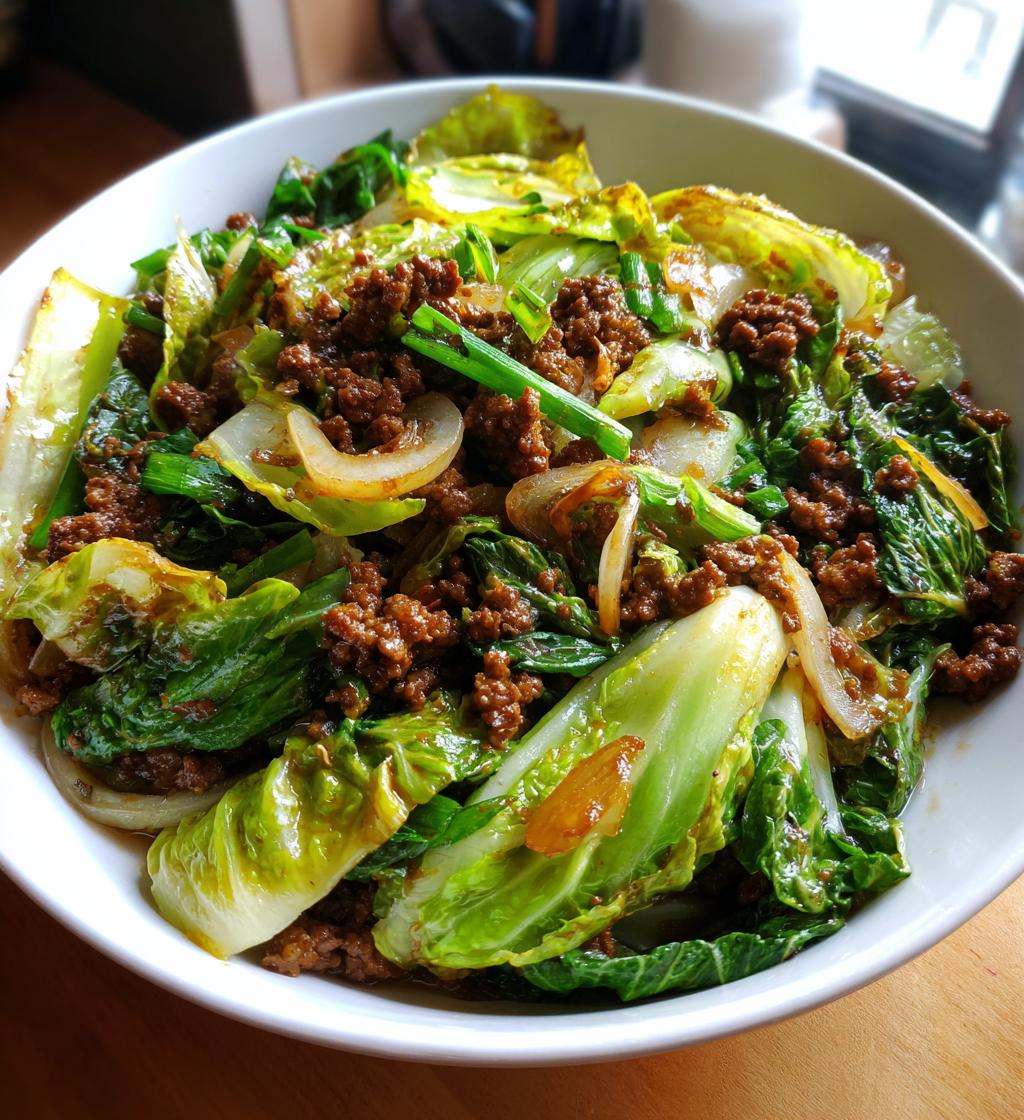 Chinese Ground Beef and Cabbage Stir Fry