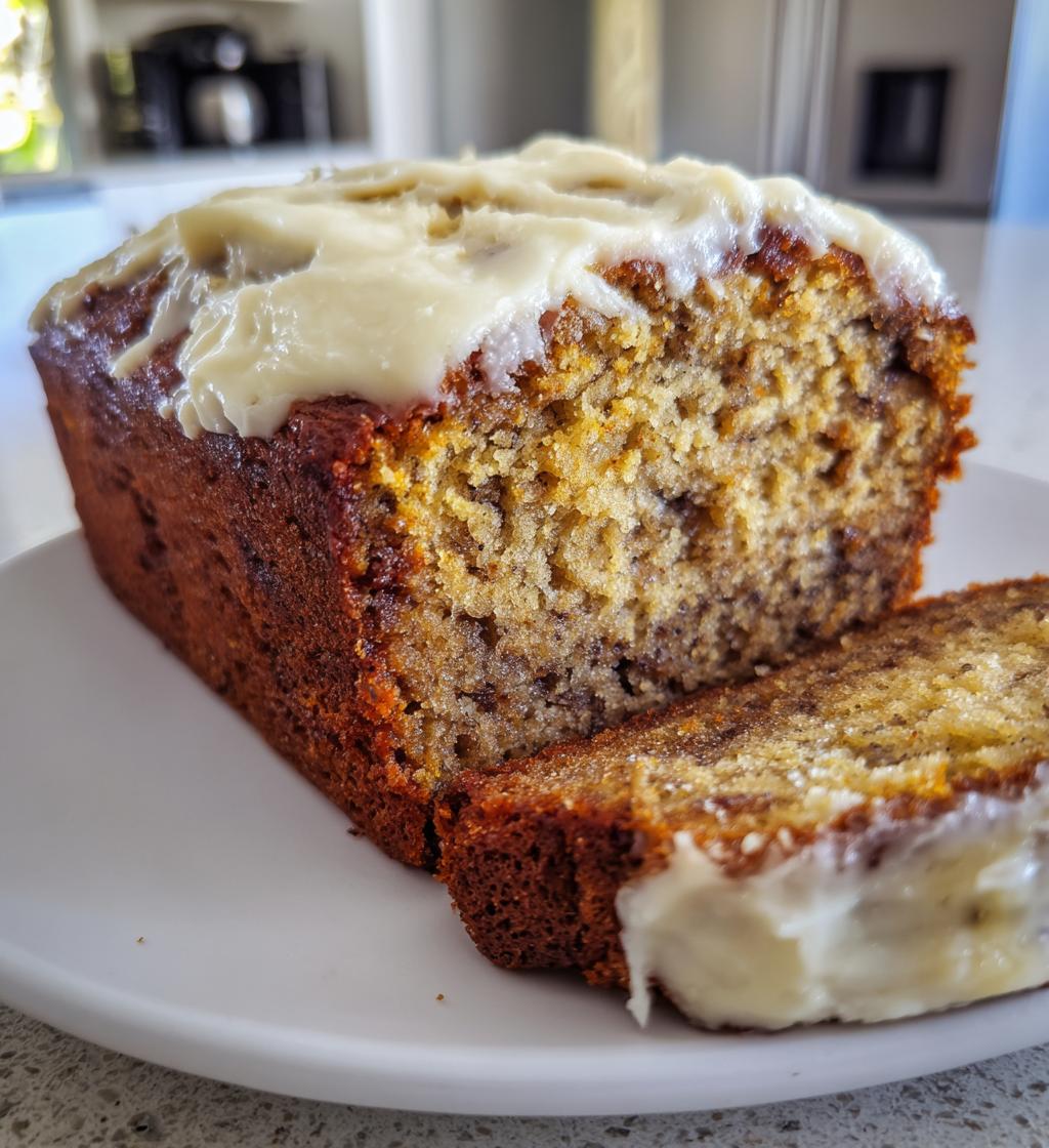 Cinnamon Roll Banana Bread with Cream Cheese Frosting - detail 1