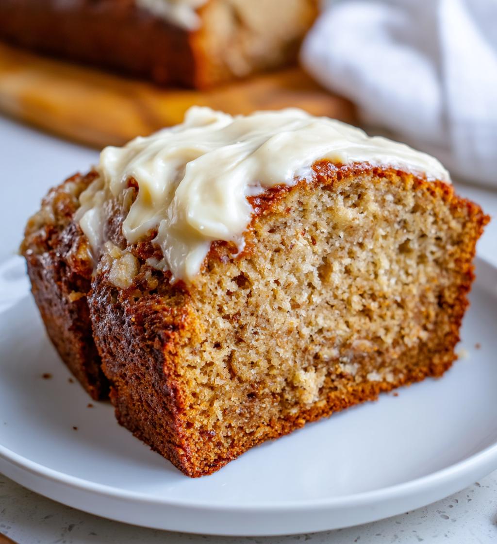 Cinnamon Roll Banana Bread with Cream Cheese Frosting