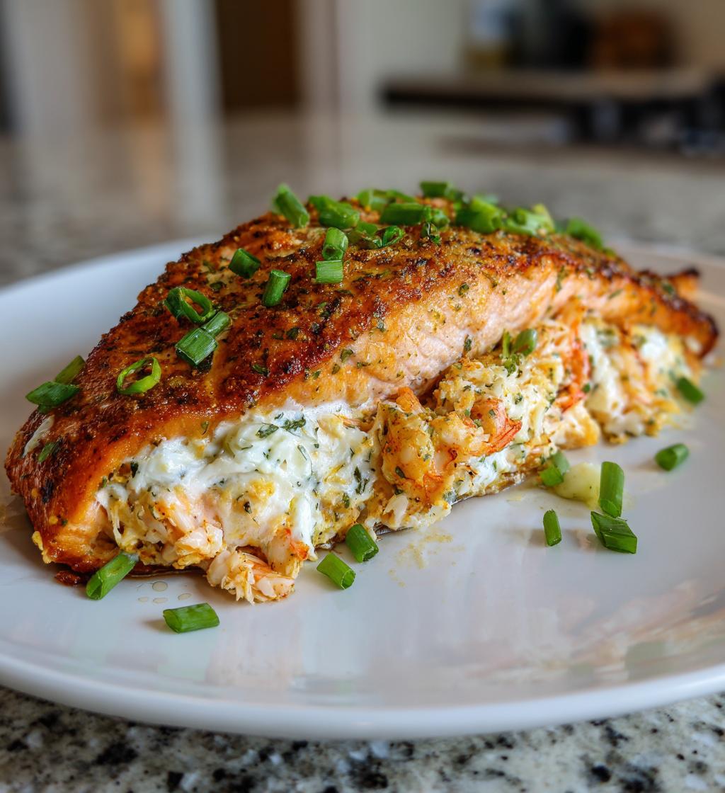Crab and Shrimp Stuffed Salmon
