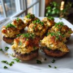 Creamy Garlic Crab Stuffed Mushrooms