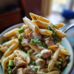 Creamy Mushroom & Asparagus Chicken Penne