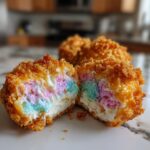 Crispy Cotton Candy Cheesecake Bombs