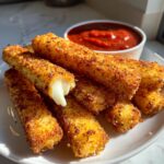Crispy Mozzarella Sticks with Marinara Sauce & Creamy Dip