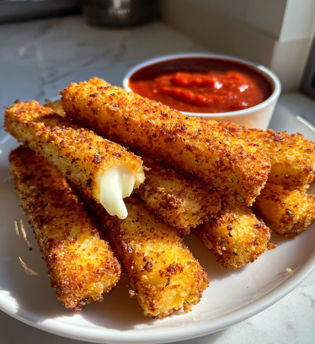 Crispy Mozzarella Sticks with Marinara Sauce & Creamy Dip