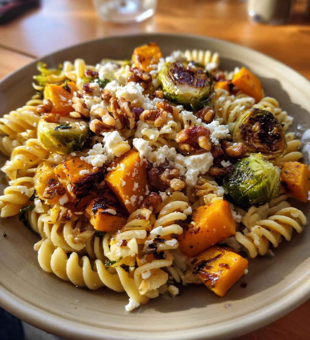 Fall Pasta Salad with Butternut Squash and Brussels - detail 1