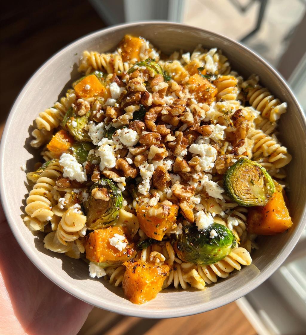 Fall Pasta Salad with Butternut Squash and Brussels