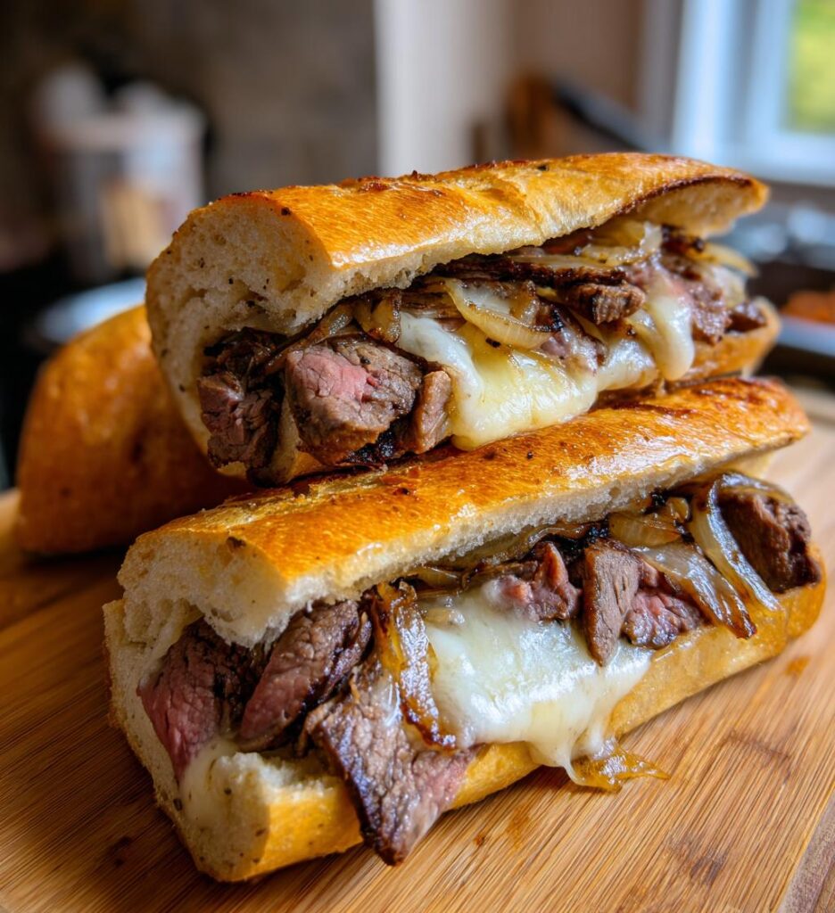French Garlic Philly Cheesesteak Bread