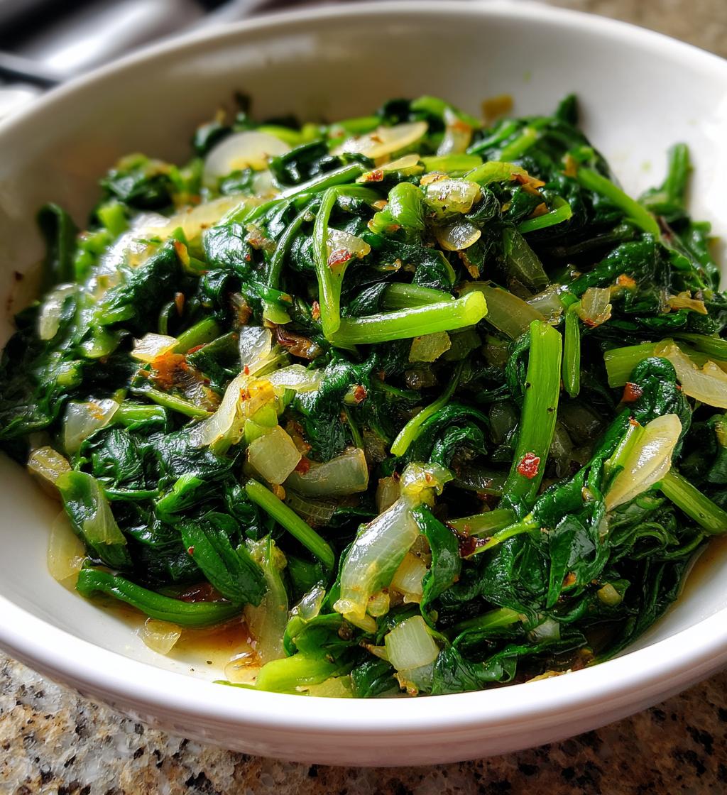 Garlic Sauteed Spinach with Onions - detail 1