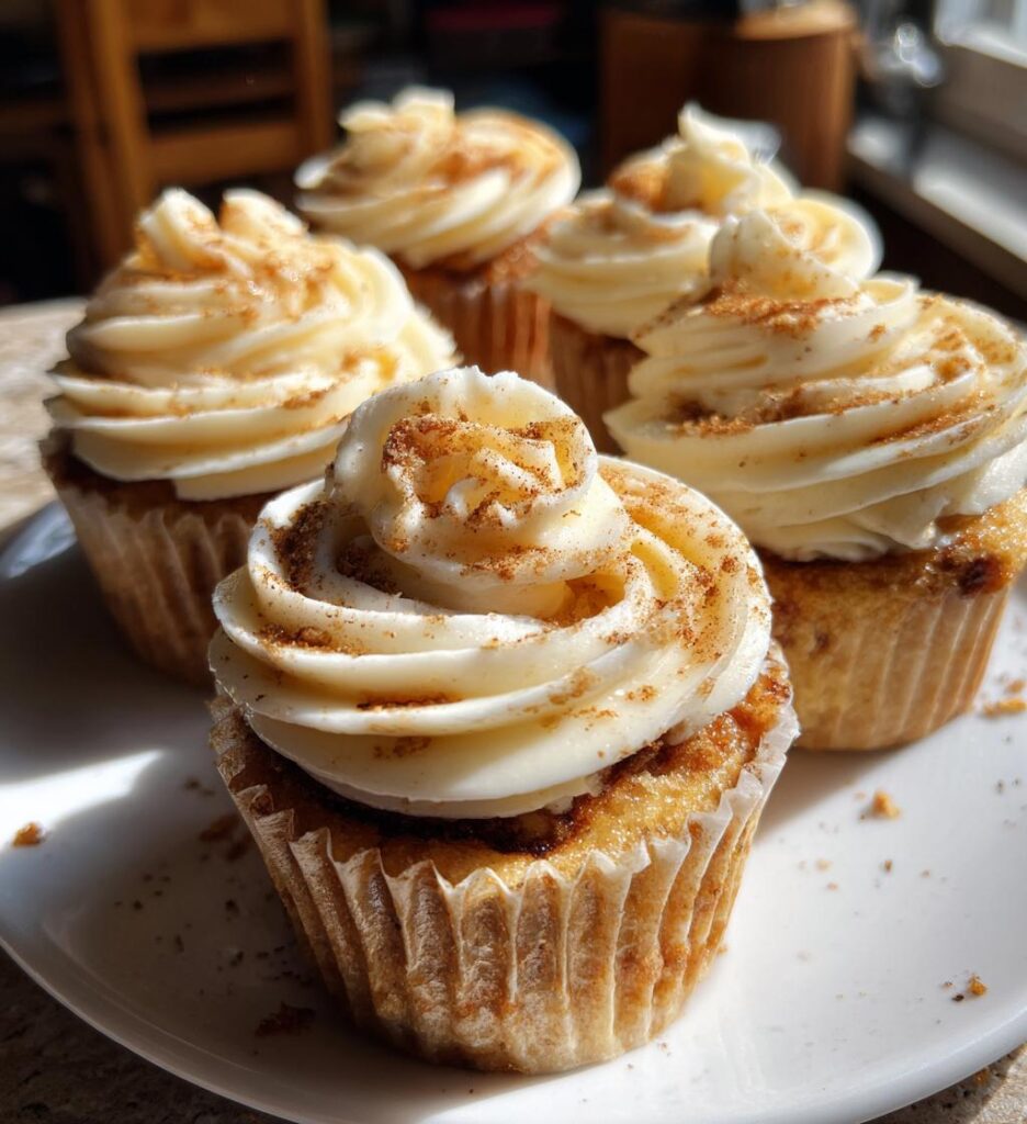 Golden Swirl Cinnamon Roll Cupcakes