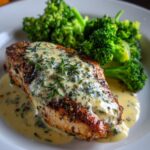 Grilled Chicken and Broccoli with Creamy Garlic Sauce