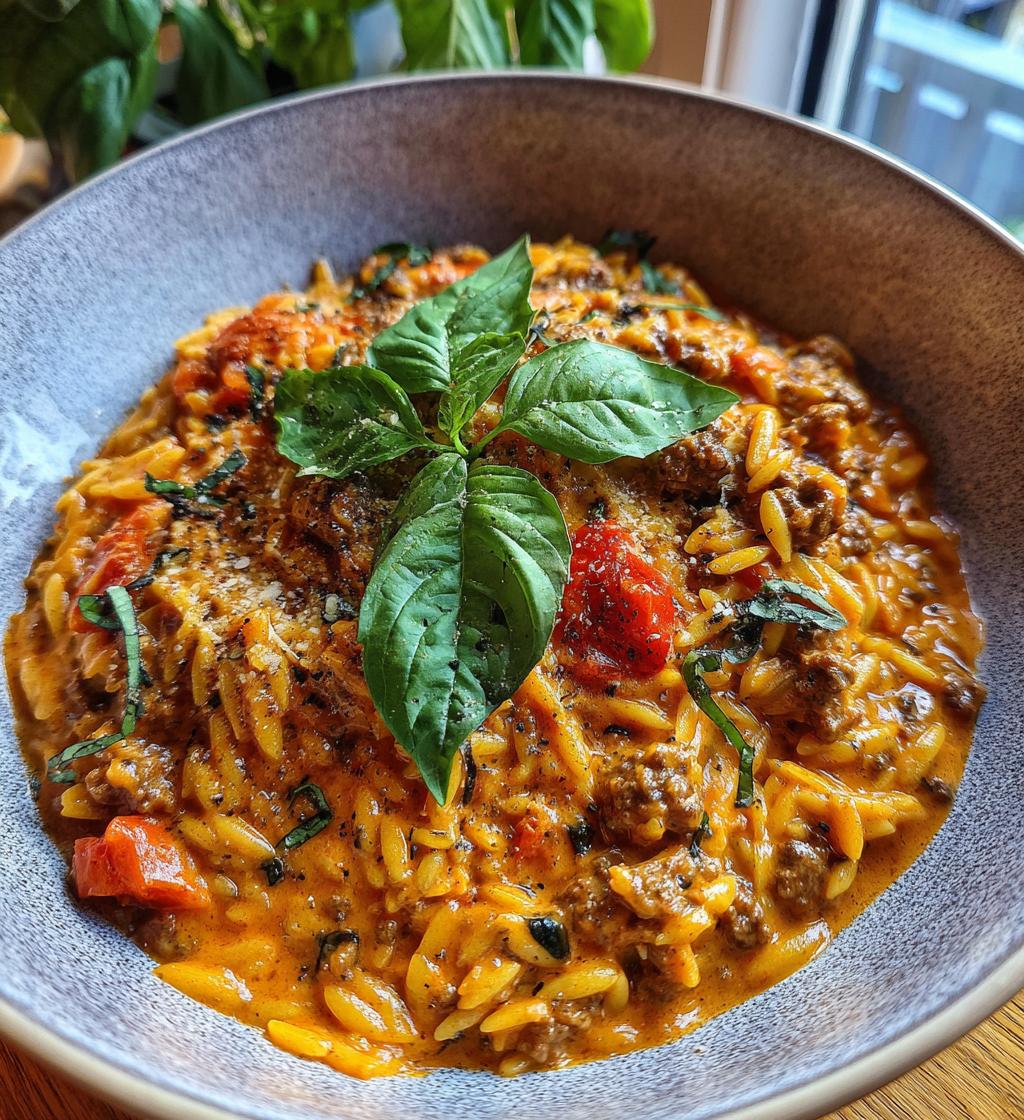 Ground Beef Orzo with Tomato Cream Sauce - detail 1