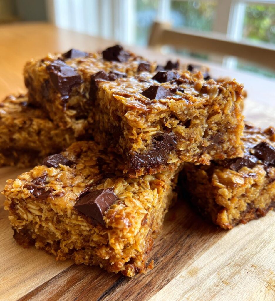 Healthy Peanut Butter Chunk Oatmeal Bars