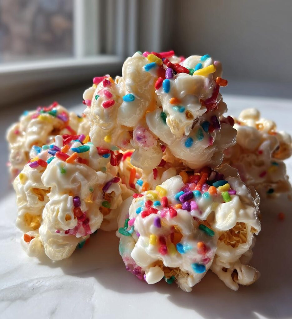 Homemade Funfetti Marshmallow Popcorn Treats