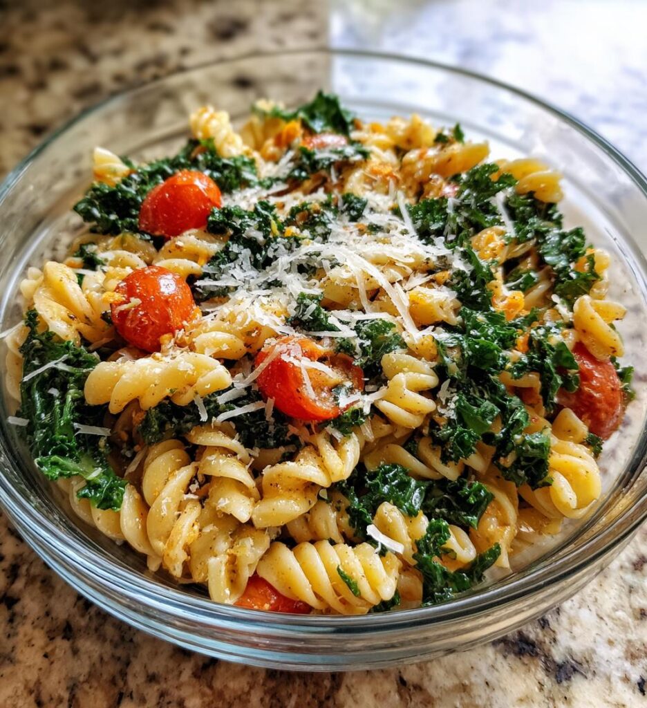 Kale Caesar Pasta Salad