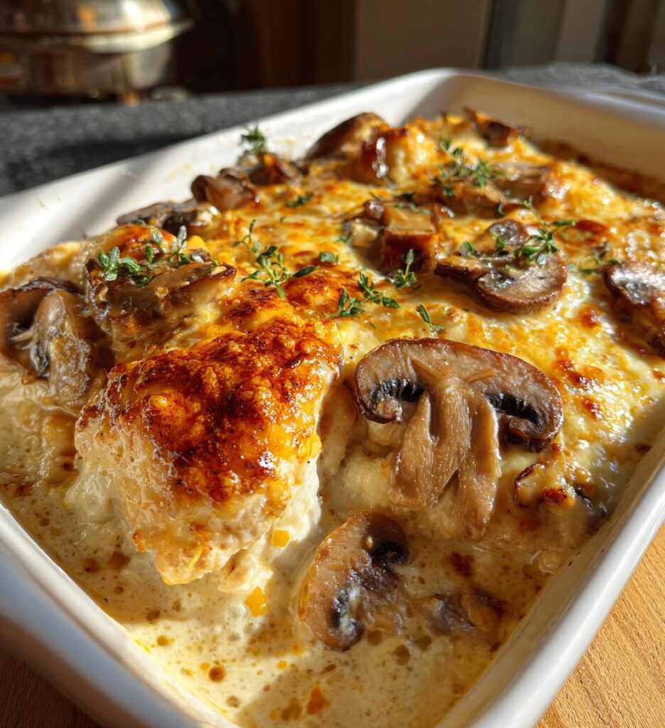 Keto Garlic Mushroom Chicken Casserole