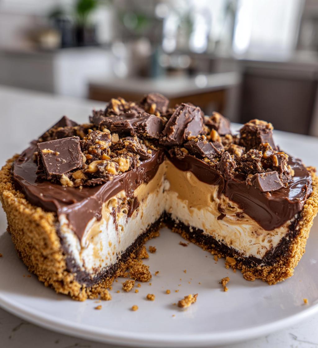 Layered Chocolate and Peanut Butter Pie with Cookie Crust - detail 1