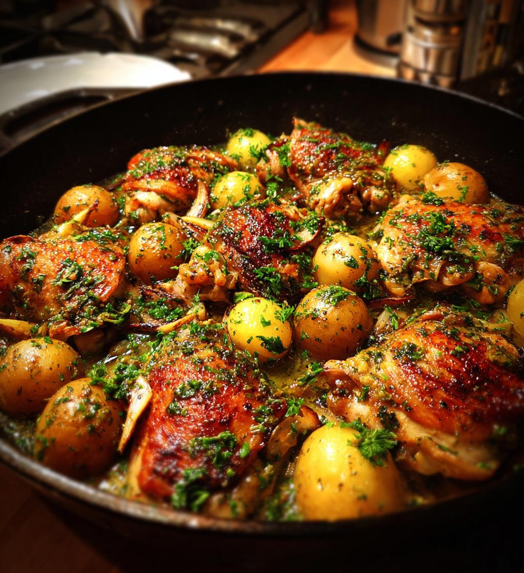 Lemon Garlic Butter Chicken Potatoes Skillet