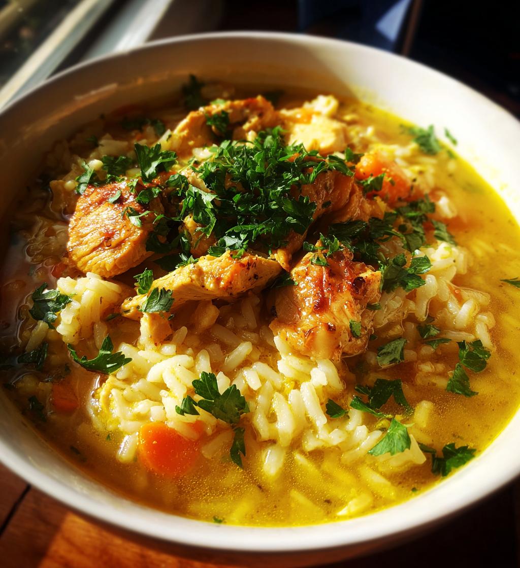 Lemon Ginger Turmeric Chicken and Rice Soup - detail 1