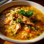 Lemon Ginger Turmeric Chicken and Rice Soup