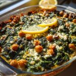 Lemony Spinach Feta Rice Casserole with Chickpeas