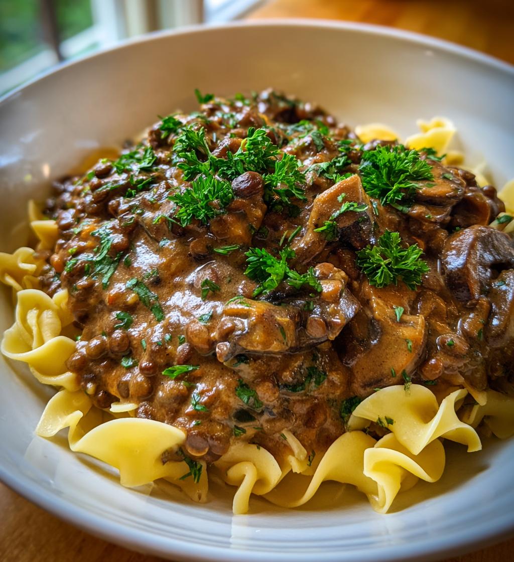 Lentil Mushroom Stroganoff - detail 1