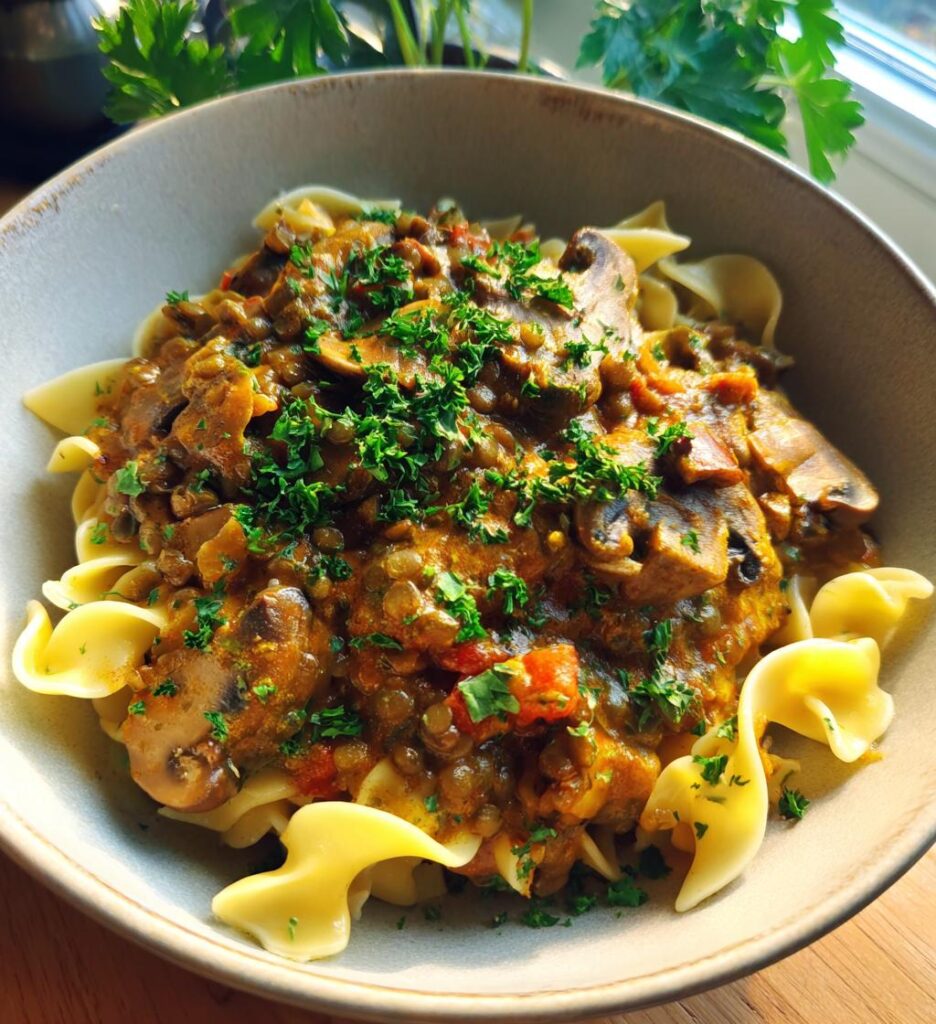 Lentil Mushroom Stroganoff