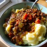 Lentil Stew Over Mashed Potatoes