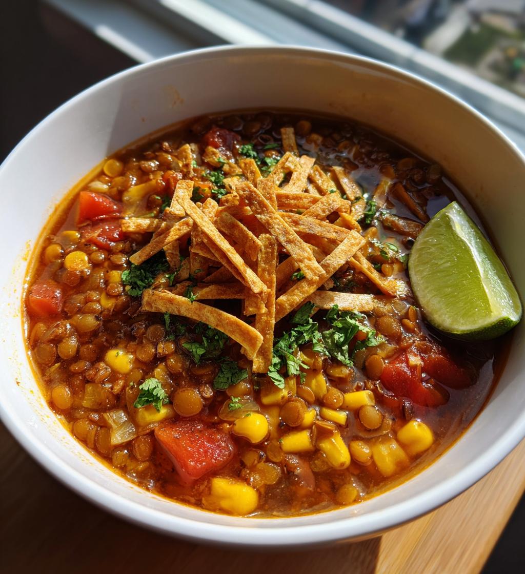 Lentil Tortilla Soup - detail 1