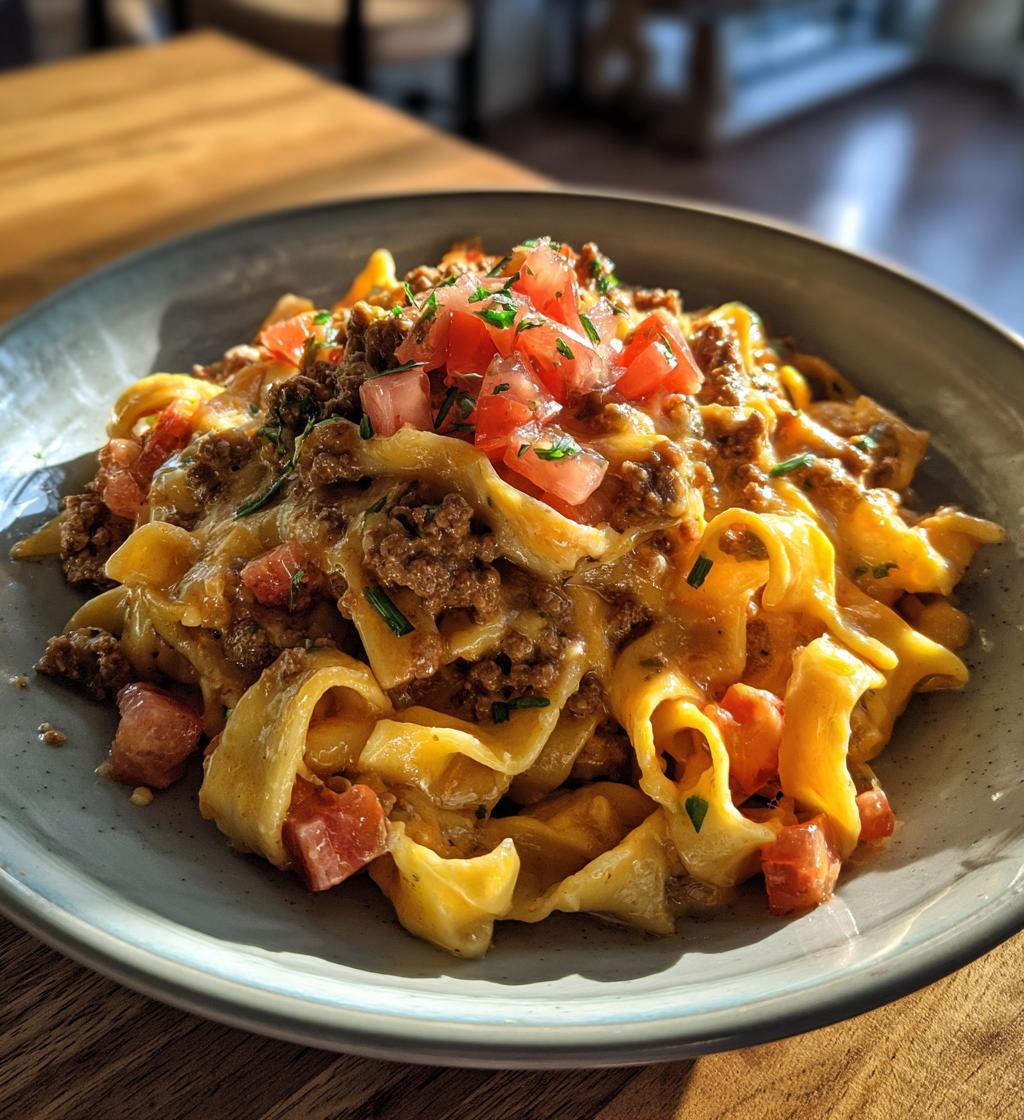 Loaded Cheeseburger Alfredo Pasta