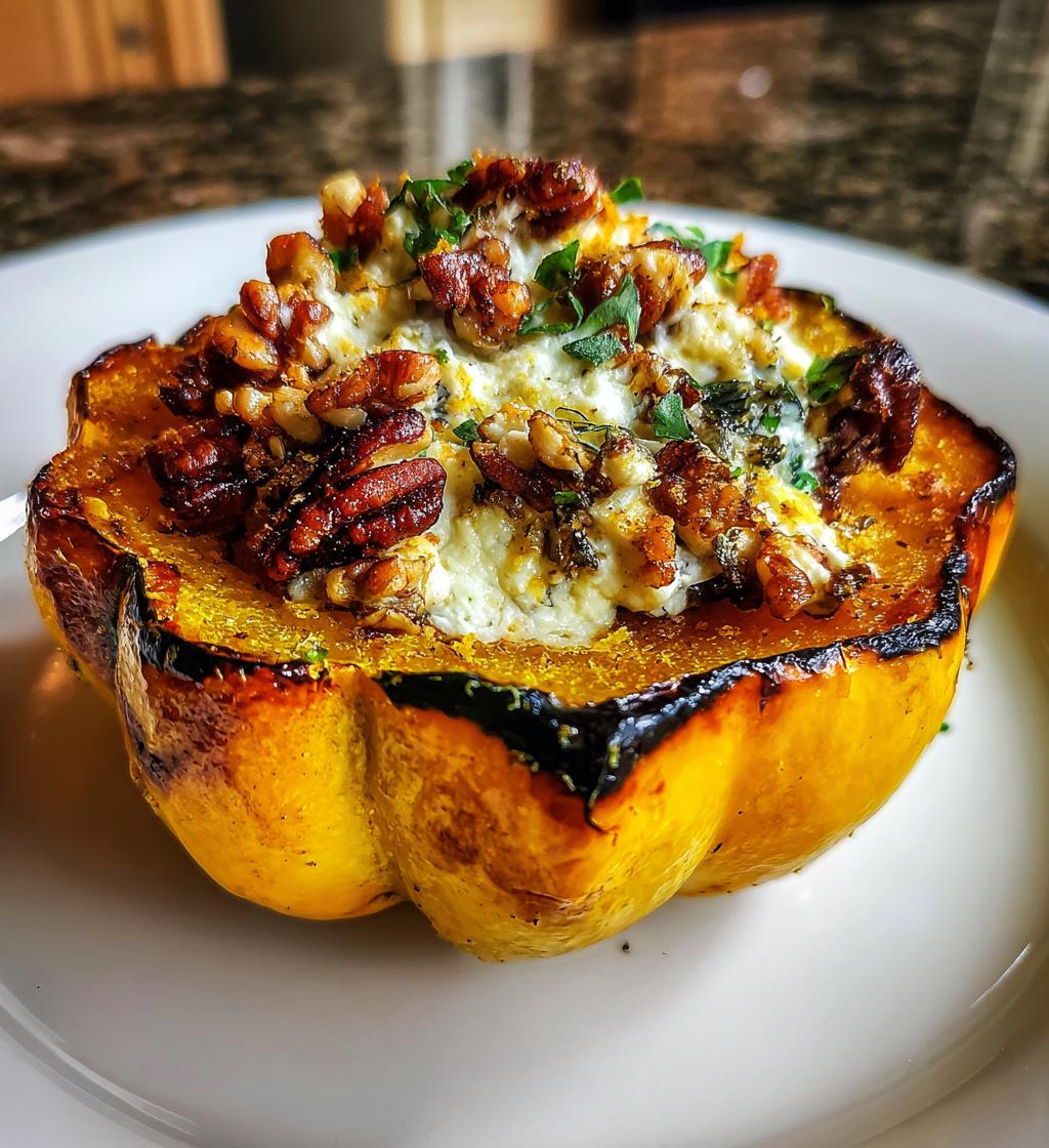 Maple Pecan Goat Cheese Roasted Acorn Squash