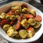 Marinated Cheese Appetizer With Salami Green Olives