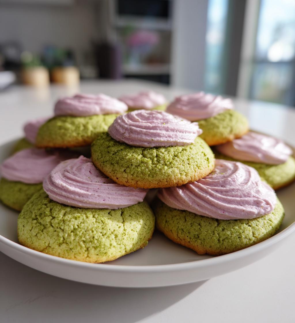Matcha Sugar Cookies with Lavender Frosting